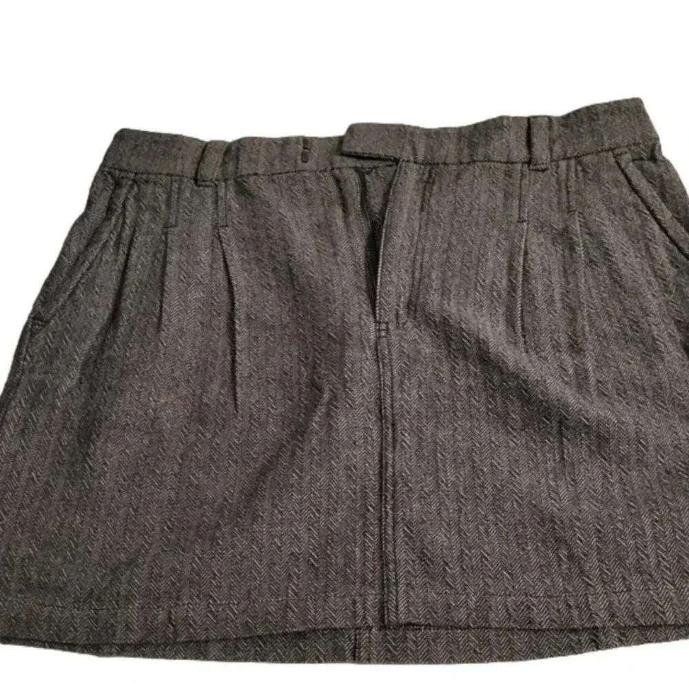 Free People FP Movement Grey Herringbone Mini Skirt Size 12 NWT Y2K Preppy Style - Picture 8 of 8